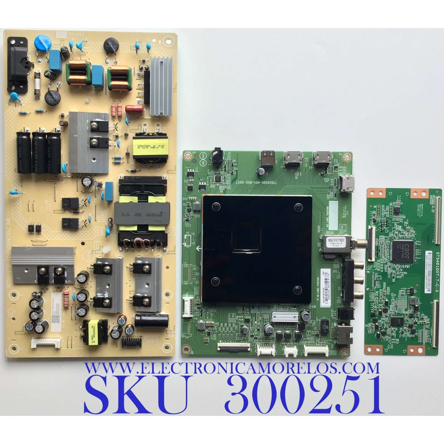 KIT DE TARJETAS PARA TV INSIGNIA / MAIN XICB01K013 / 756TXICB01K0130 / 715G9566-M01-B00-005T / FUENTE PLTVHW321XAGN / 715G8967-P02-005-003M / T-CON 342911008D0411T / ST5461D07-7-C-3 / 34.29110.08D / PANEL TPT550U2-D077.L REV:S21A / MODELO NS-55DF710NA19